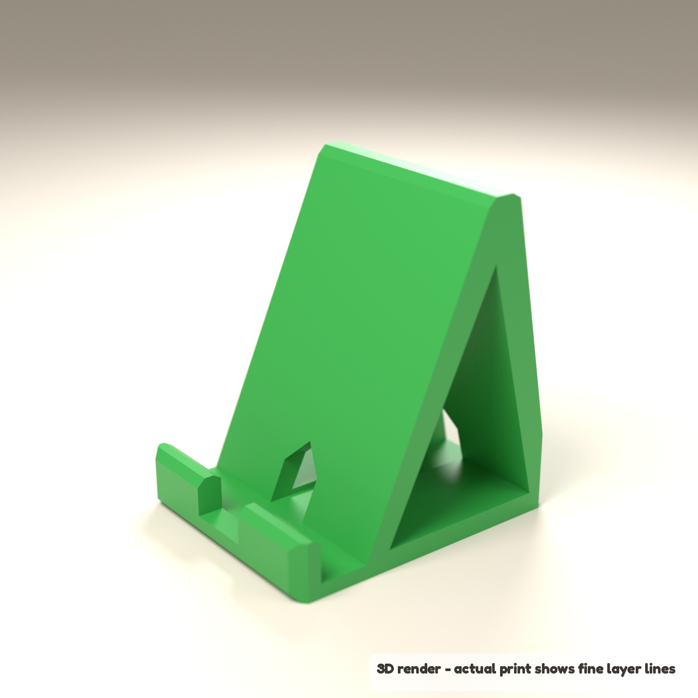 Facet Phone Stand with Cable Pass-Through (3D render of the print file)