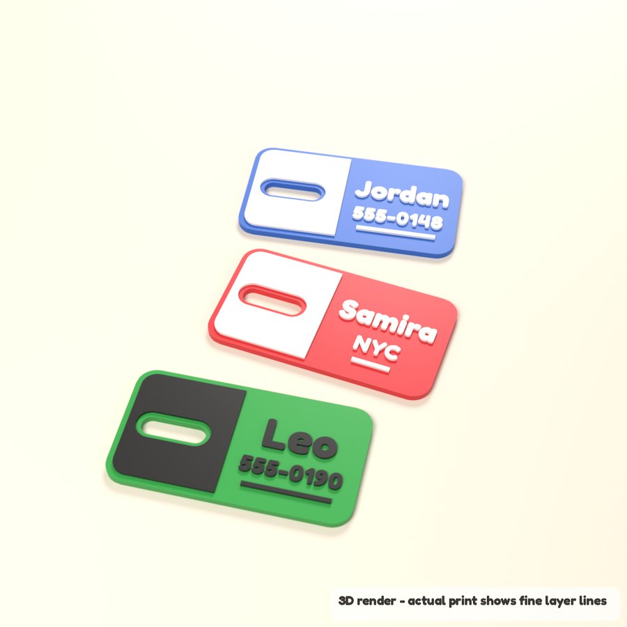 Personalized Luggage Tag - Name and Phone (3D render)